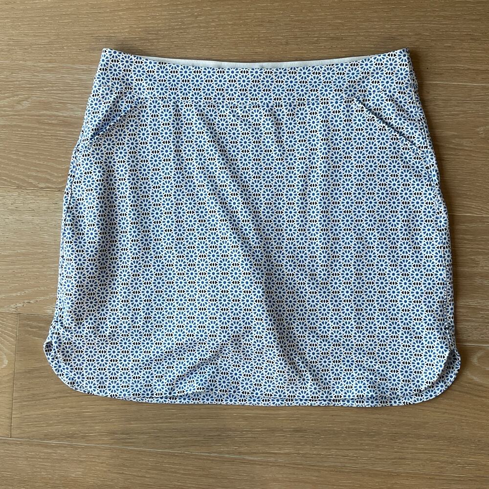 Peter Millar Golf Skort Skirt Alice Petal Hem Blue White Marine Mosaic NEW